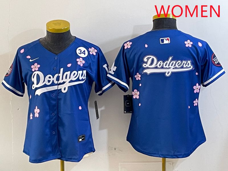 Women Los Angeles Dodgers Blank Blue Sakura Edition 2025 Nike MLB Jersey style 16